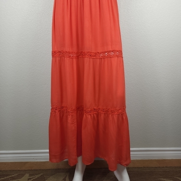 NWT Miss Avenue Coral Bohemian Peasant Maxi Dress Size Small - Picture 4 of 10